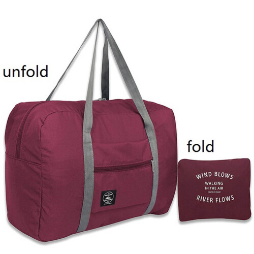 ANMUYUM Πτυσσόμενη τσάντα Duffel για γυναίκες – Κρασί, 19x13x6 ίντσες, Χειραποσκευή & 1