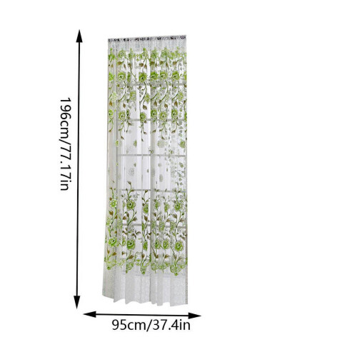 Green Peony Voile Curtain 200x100cm 1