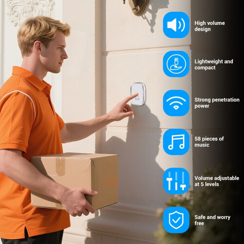 Wireless Plug-in Portable Twin Doorbell 300M 2
