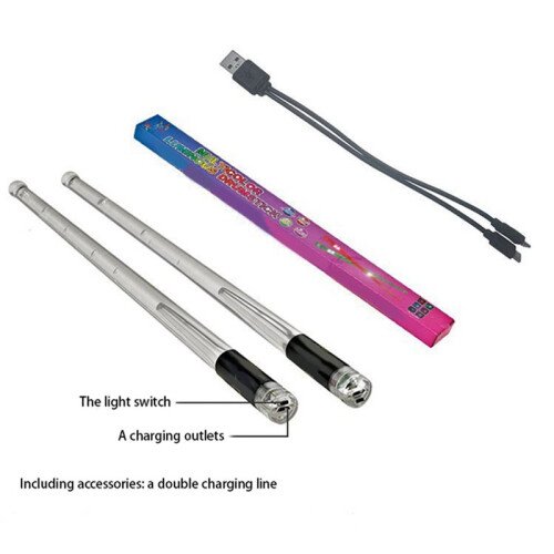 10x LED Light Emitting Drumsticks 15 Colour Gradient USB Rechargeable+ Electronic Drumsticks for Stage Performance 2