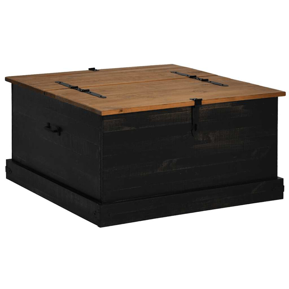 Vidaxl Storage Chest Halden Black 91X91x47 Cm Solid Wood Pine