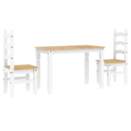 VidaXL vidaXL 3 Piece Dining Set PANAMA White Solid Wood Pine