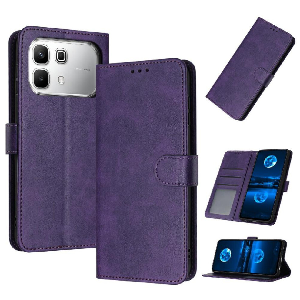 Flip Case For Infinix Note 60 With Card Slot Pu Leather Kickstand With Buckle Pure Colour 764563212927