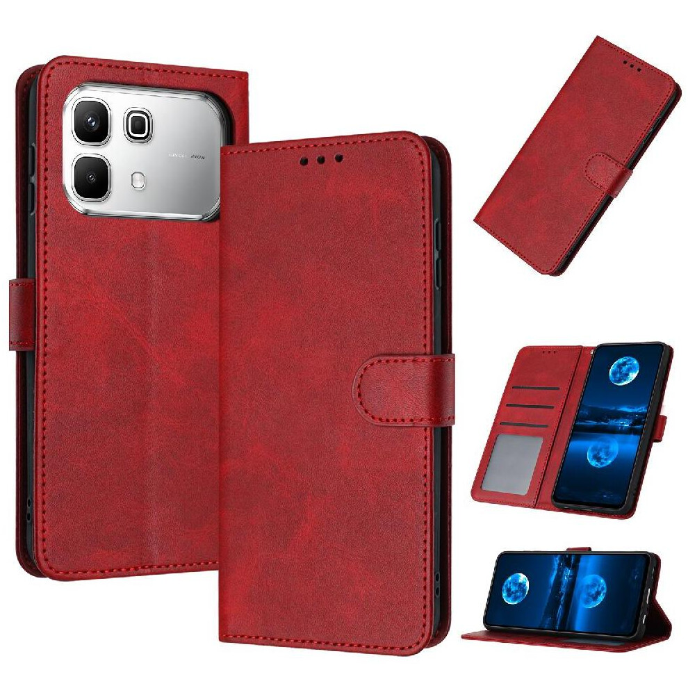 () Flip Case For Infinix Note 60 With Card Slot Pu Leather Kickstand With Buckle Pure Colour 764563212873