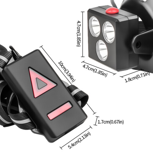 Rotes 3-Lampen-Brustlicht 2000 mAh, 4,7x4,7x1,8 cm 1