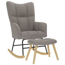 vidaXL Schaukelstuhl mit Fußhocker Taupe Stoff
