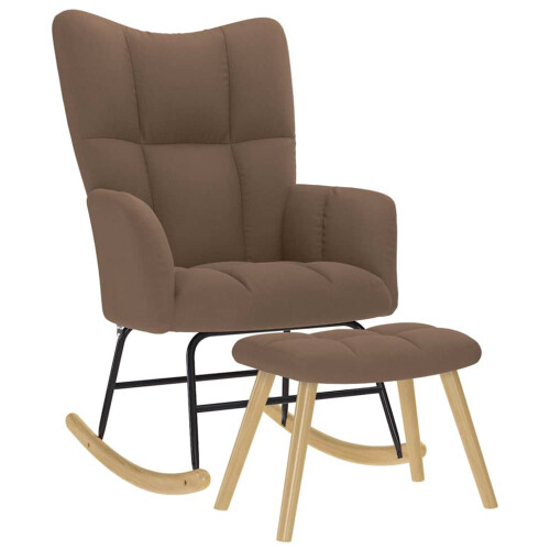 VidaXL vidaXL Schaukelstuhl mit Fußhocker Braun Stoff