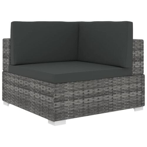 VidaXL vidaXL Modular-Sofa-Eckteil 1 Stk. + Auflagen Poly Rattan Grau