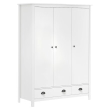 vidaXL Kleiderschrank mit 3 Türen Hill Weiß 127x50x170 cm Kiefernholz