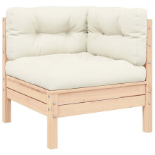 vidaXL Garten-Ecksofa mit Kissen in Creme Massivholz Kiefer