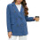 Retro Lapel Three Button Women's Blazers Loose-Blue L 1