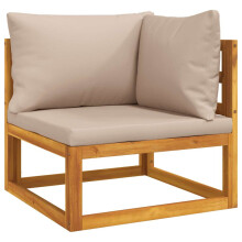 vidaXL Modular-Ecksofa mit Taupe Kissen Massivholz Akazie
