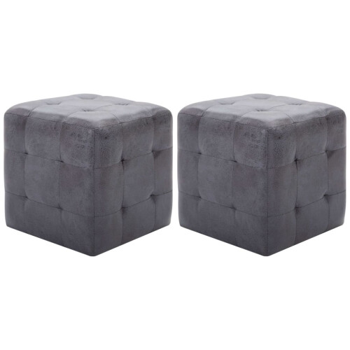 VidaXL vidaXL Pouf 2 Stk. Grau 30x30x30 cm Wildleder-Optik