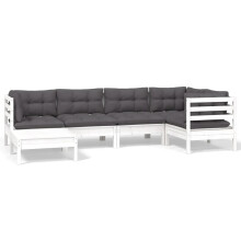 6-cz. zestaw wypoczynkowy do ogrodu, z poduszkami, biały