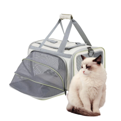 Pet Cats Carriers Bag Big Capacity Backpack-Gray green 1