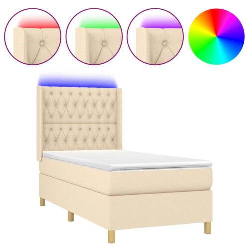 VidaXL vidaXL Boxspringbett mit Matratze & LED Creme 80x200 cm Stoff
