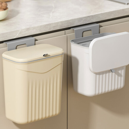 Grasps Complimentary Lid Waste Container For Home-9L Creamy 2