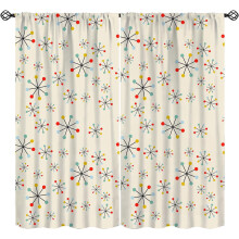 Mid-Century Beige Atomic Curtains, Rod Pocket Thermal Drapes (52"x84", 2 Panels), Compatible with Standard Rods