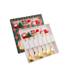 Cuillère de Noël, cuillère à dessert, fourchette, ensemble de vaisselle en acier inoxydable, adorable poupée avec main, cadeau, décorations de