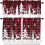 Christmas Kitchen Curtains Set Red Black Grid Snowflake Elk 1