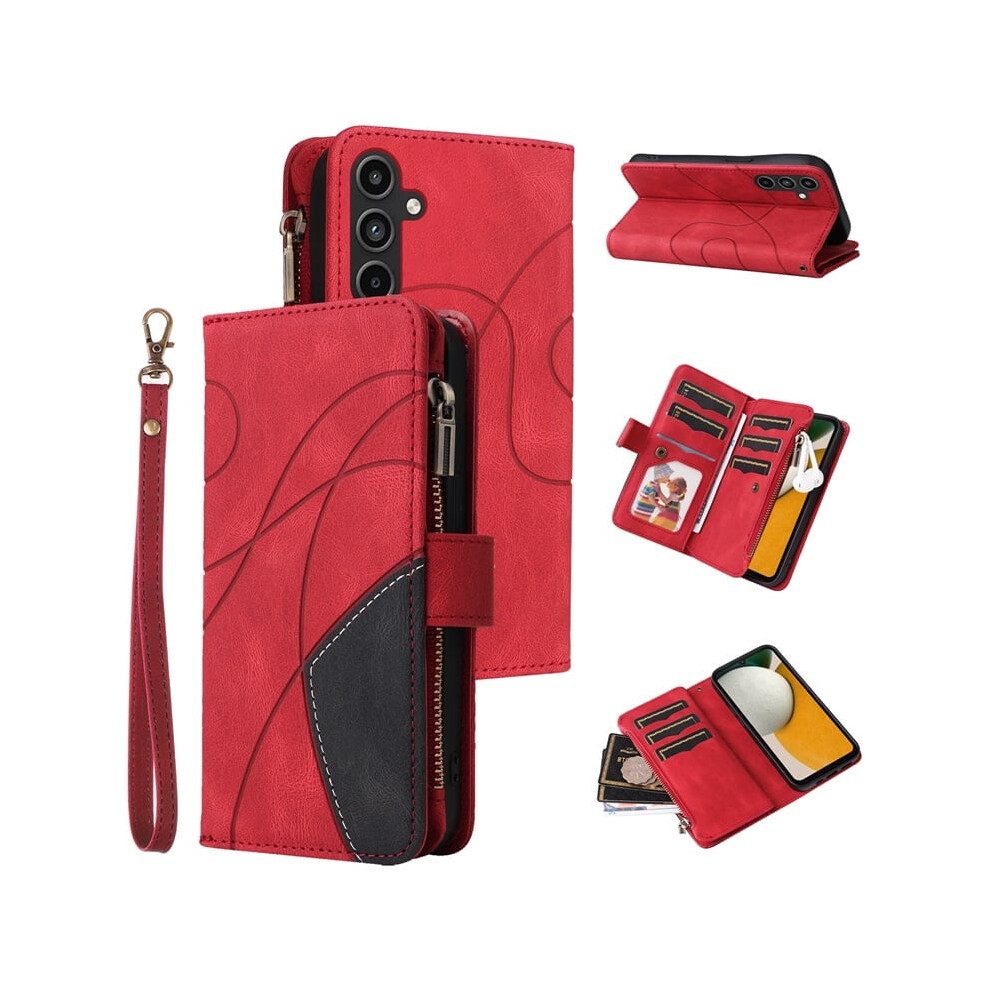 Samsung Galaxy A15 Wallet Case With 9-Card Holder, Zipper Pocket & Wrist Strap Â Compatible With Galaxy A15 5G, Red 9489952227870