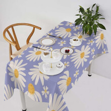 Daisy Flower Tablecloth, Cartoon Cute Purple Daisy Pattern Table Cover for Kitchen Dining Picnic Party 55x55inch