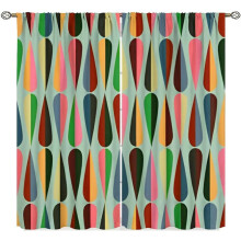 Mid-Century Modern Curtains, Atomic Starburst Geometric Pattern, 2-Panel Set (52x84"), Vintage 1950s–60s Bedroom Drapes