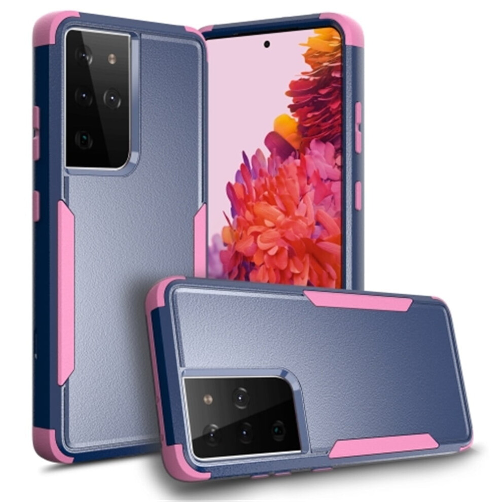 Heavy Duty 3-Layer Bumper Case For Samsung Galaxy S21 Ultra 5G 6.8-InchâShockproof, Dropproof, Full-Body Rubber Protection, + Blue/Pink 9489952227795