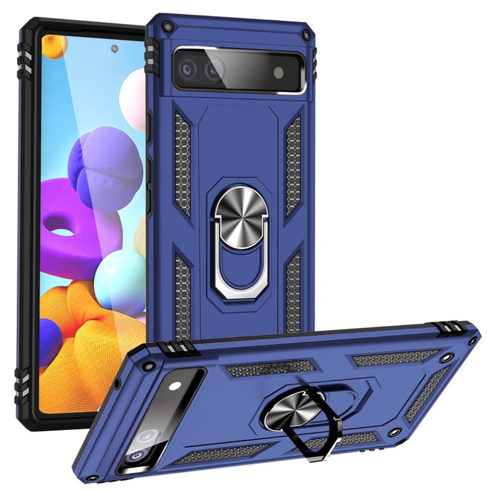 Google Pixel 6A 6.1-Inch Case – Impact-Resistant, Magnetic Ring, Kickstand, Drop Protection, Compatible With Google Pixel 6A Blue 9489952233079