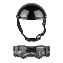 Hundehelm mit Ohrenlöchern, Haustierhelm- und Schutzbrillen-Set mit verstellbarem Riemen