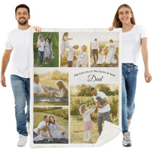 Personalised Warm Sherpa Blanket for Winter Custom Thick Sherpa Photo Throw Customised Wool Like Blanket for Baby Adult Grandpa Grandma（120x150cm)