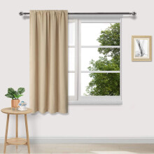 Silk Blackout Curtains - Single Panel Solid Thermal Insulated Window Grommet Blackout Drapes/Draperies for Bedroom (37.8" W x 44.9" L, Beige)
