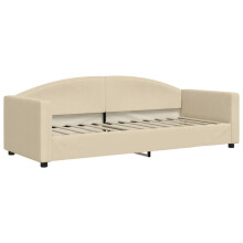 Sofa z funkcją spania, kremowa, 80x200 cm, obita tkaniną