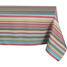 Indoor/Outdoor Tabletop Collection Multi-use, Machine Washable, Striped, Tablecloth, 60x120, Summer Print