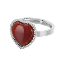 Women's Stainless Steel Personalized Retro Red Heart Gemstone Ring Silver Size 8