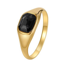 Women's Stainless Steel Classic Unique Gemstone Engagement Ring Gold Black Size 10