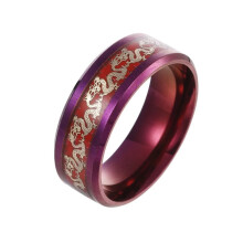 Alliance pour homme en acier inoxydable, motif dragon, 8 mm, violette