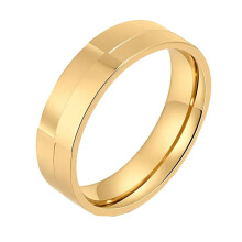 Alliance homme en acier inoxydable doré, 6 mm, taille 11