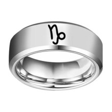 Alliance en acier inoxydable avec signe du zodiaque Capricorne, taille 12