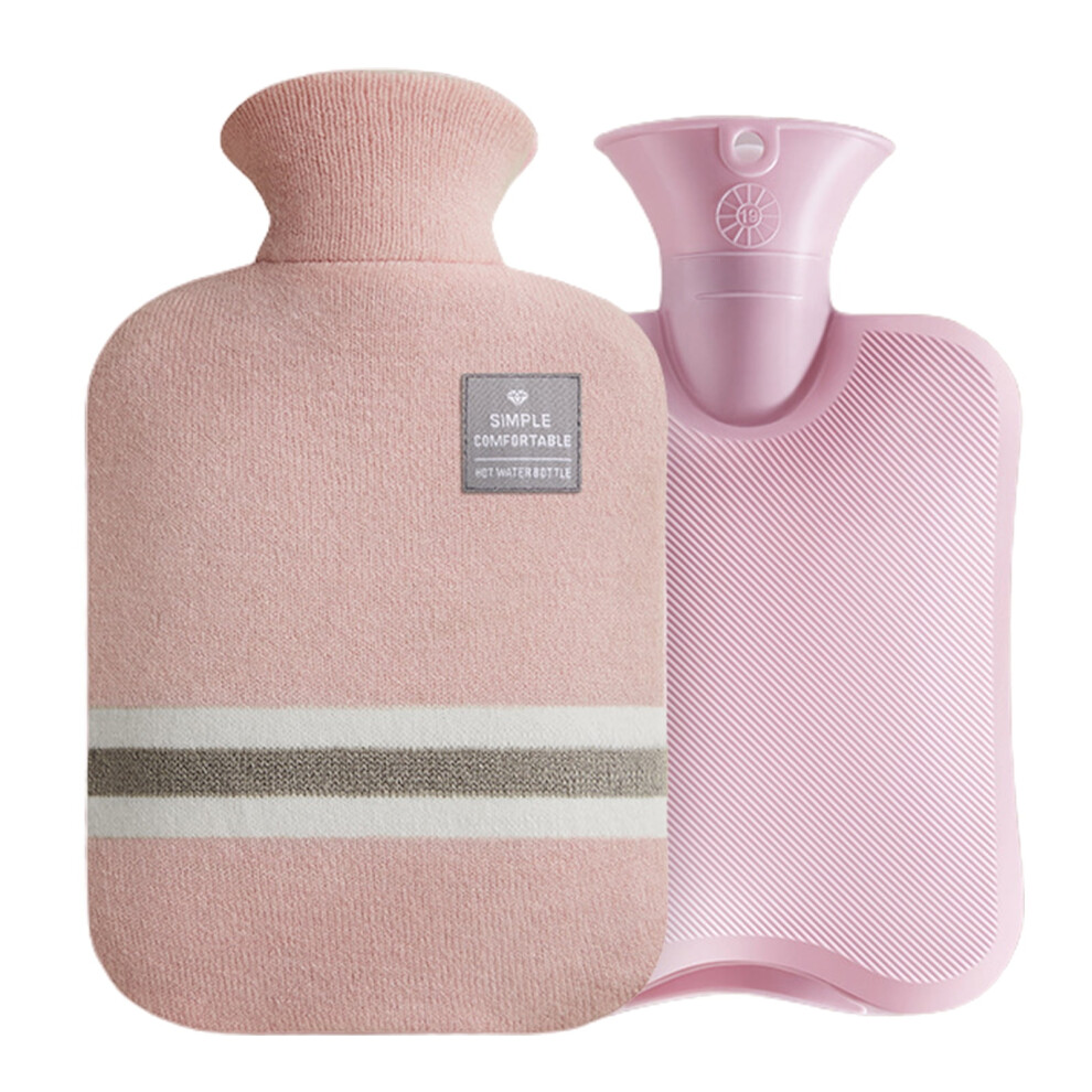 Refillable PVC Hot Water Bottle with Knitted Cover, High Temp Resistant, Long-Lasting Heat for Hands & Belly â Compatible with Standard Fillers