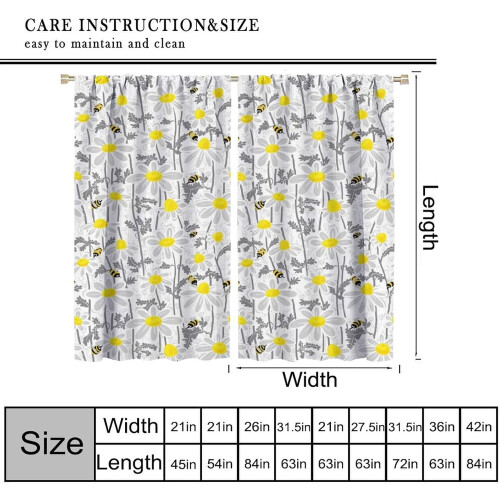 Spring Daisy Curtains Rustic Floral Print Grey Yellow White 1