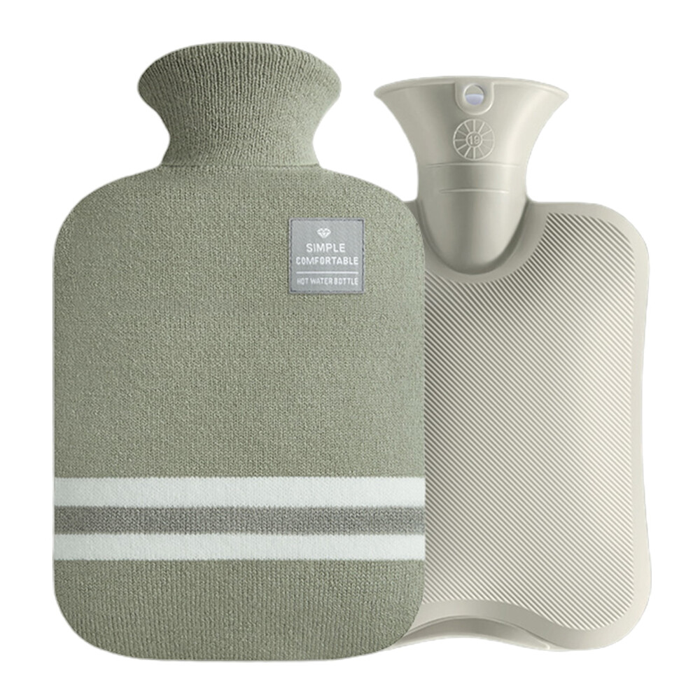 Refillable PVC Hot Water Bottle with Knitted Cover, High Temp Resistant, Long-Lasting Heat for Hands & Belly â Compatible with Standard Fillers