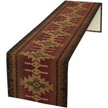 Aztec Vintage Table Runner, Southwest Boho Retro Geometric Design, Farmhouse Dining Table Decoration, 13x120in