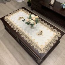 Lace Tablecloth Jacquard Table Runner Table Cloth Rectangle with Macrame Embroidered Floral Table Cover for Dining Home Party