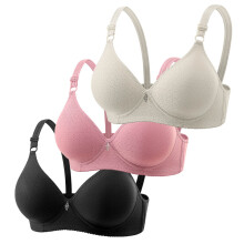 3 Pack V Neck Bras for Women Breathable Pushup Full Coverage Backless Wireless Sports Bras Adjustable Yoga Workout Bra A01 Purple & Size 42