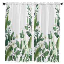 Summer Eucalyptus Leaves Flowers Curtain Home Decoration Living Room Short Curtains Window Treatments For Kitchen Bedroom