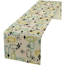Mid Century Modern Table Runne Vintage Geometric Atomic Star Coffee Table Decoration for Kitchen Dining Room Holiday Party Decor 13x108in