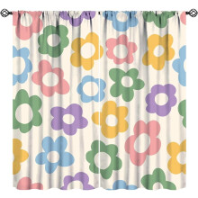 Retro Daisy Flower Curtains Boho Floral Print 72 W x