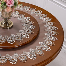 Macrame Round Tablecloth for Party, Lace Floral Embroidered Table Cloth Dresser Scarf Wedding Tabletop Table Decorations for Home and Dining Room
