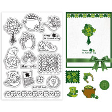 Klare silikonestempler til Sankt Patricks dag: Lucky Grass-ramme, hat, sko – kompatible med kortfremstilling, gør-det-selv-scrapbooking og